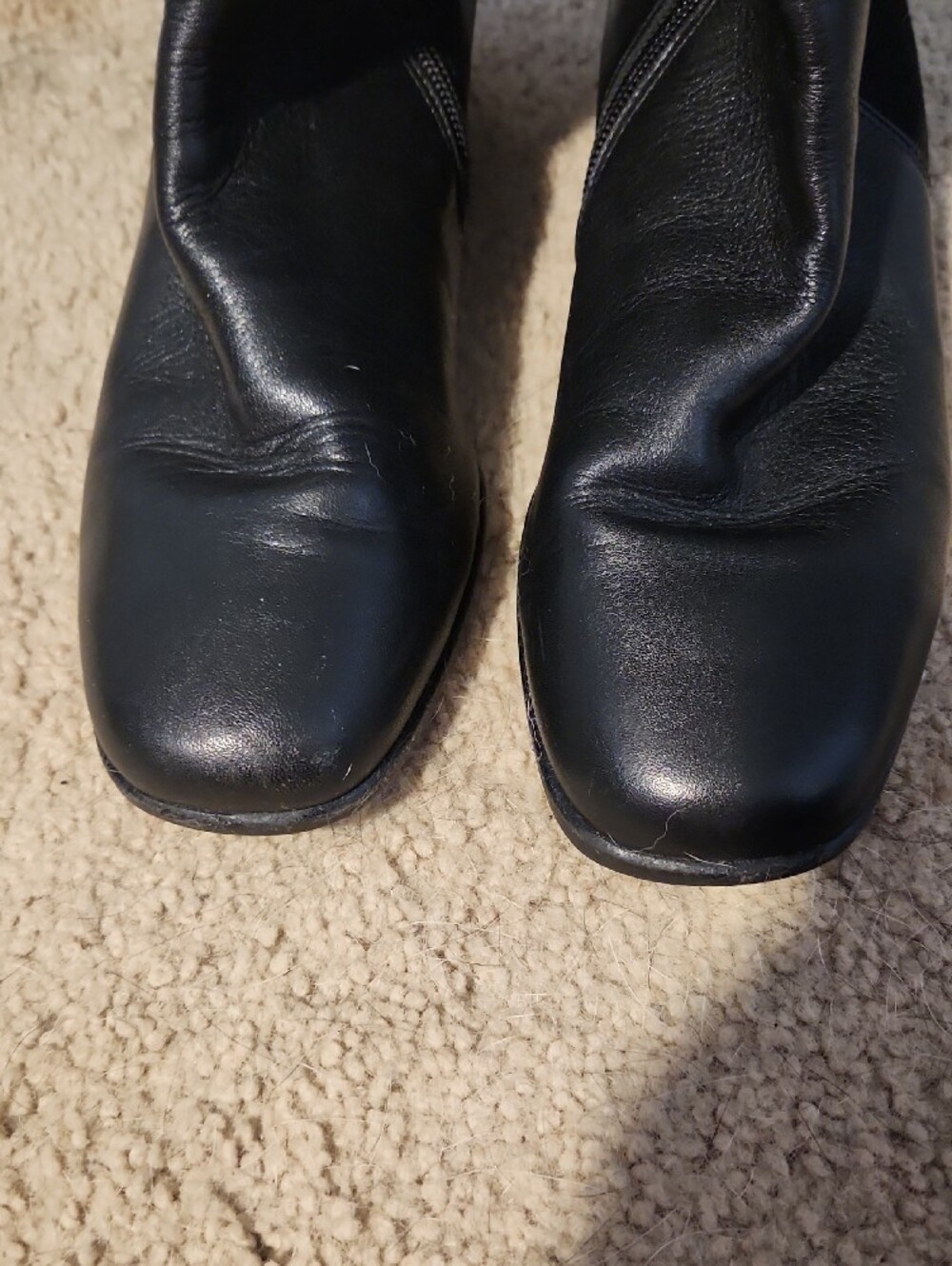 Ros Hommerson Black Leather Stretch Calf Knee-High Heeled Boots Sz. 10 Narrow - Picture 6 of 11